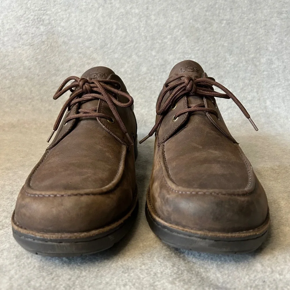 UGG Men's Brown Waterproof Leather Loafers Shoes 14EEE Wide 1009470 EUC Gorpcore